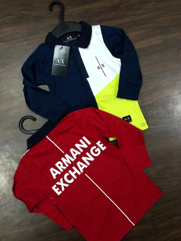 ARMANI BOYS COTTON LYCRA FULL SLEEVES POLOS
