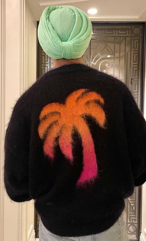 PALM ANGELS INTARSIA KNITTING ROUND NECK SWEATER
