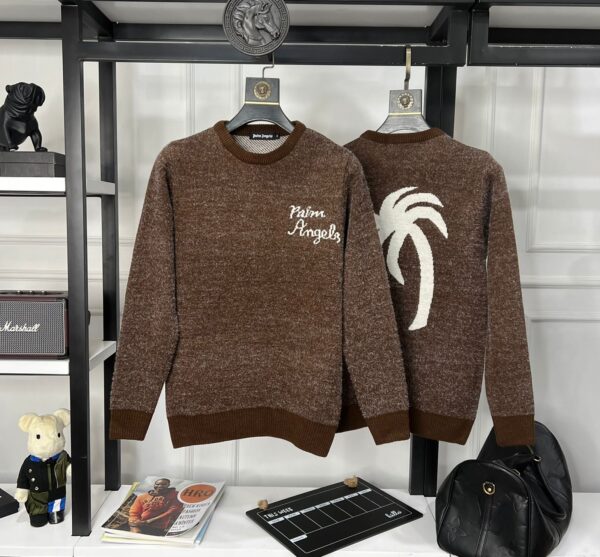 PALM ANGELS INTARSIA KNITTING ROUND NECK SWEATER