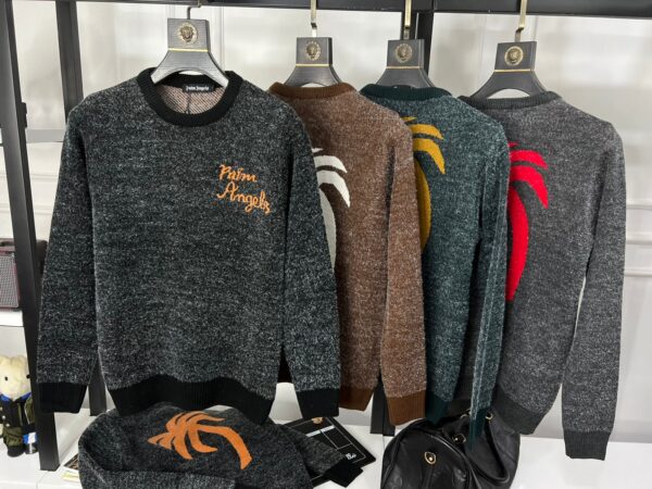 PALM ANGELS INTARSIA KNITTING ROUND NECK SWEATER