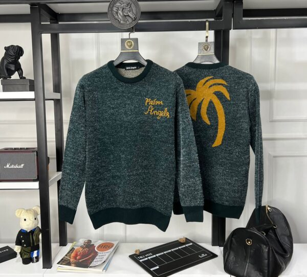 PALM ANGELS INTARSIA KNITTING ROUND NECK SWEATER