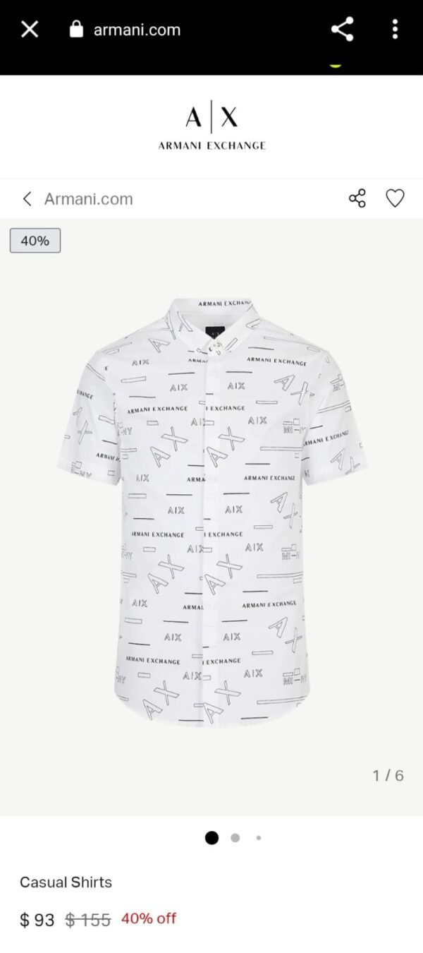 ARMANI PRINTED SHIRTS FOR MEN'S