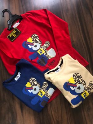 FENDI ROUND NECK LONG SLEEVES TEES FOR BOYS AND GIRLS