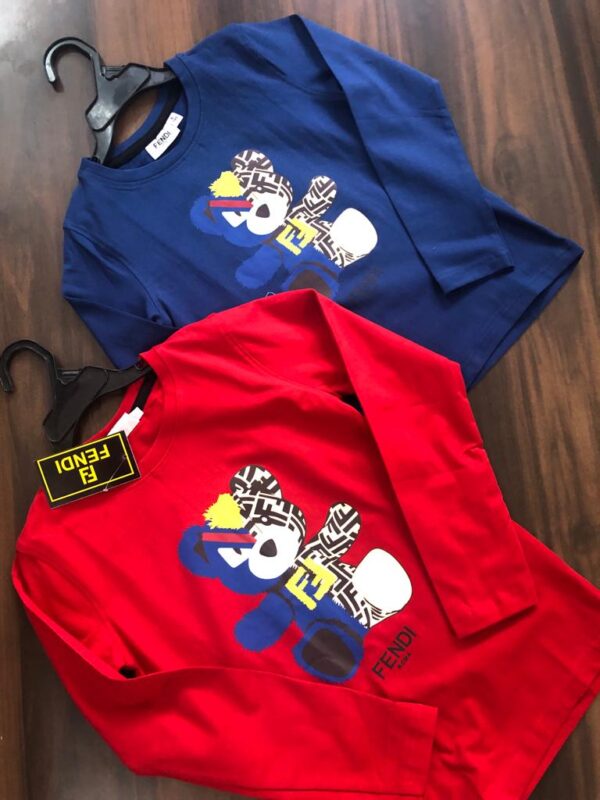 FENDI ROUND NECK LONG SLEEVES TEES FOR BOYS AND GIRLS